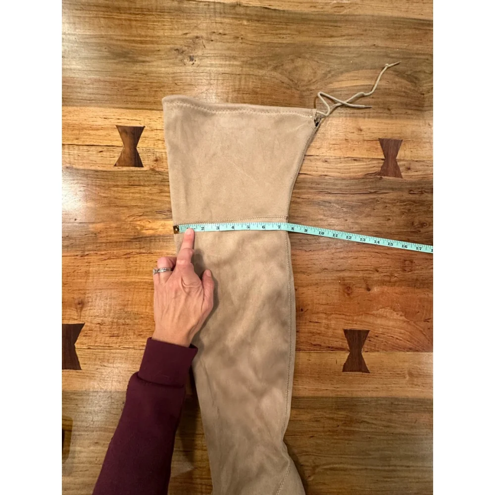 Chase & Chloe Tan Suede Over The Knee Boots Block Heel Size 8